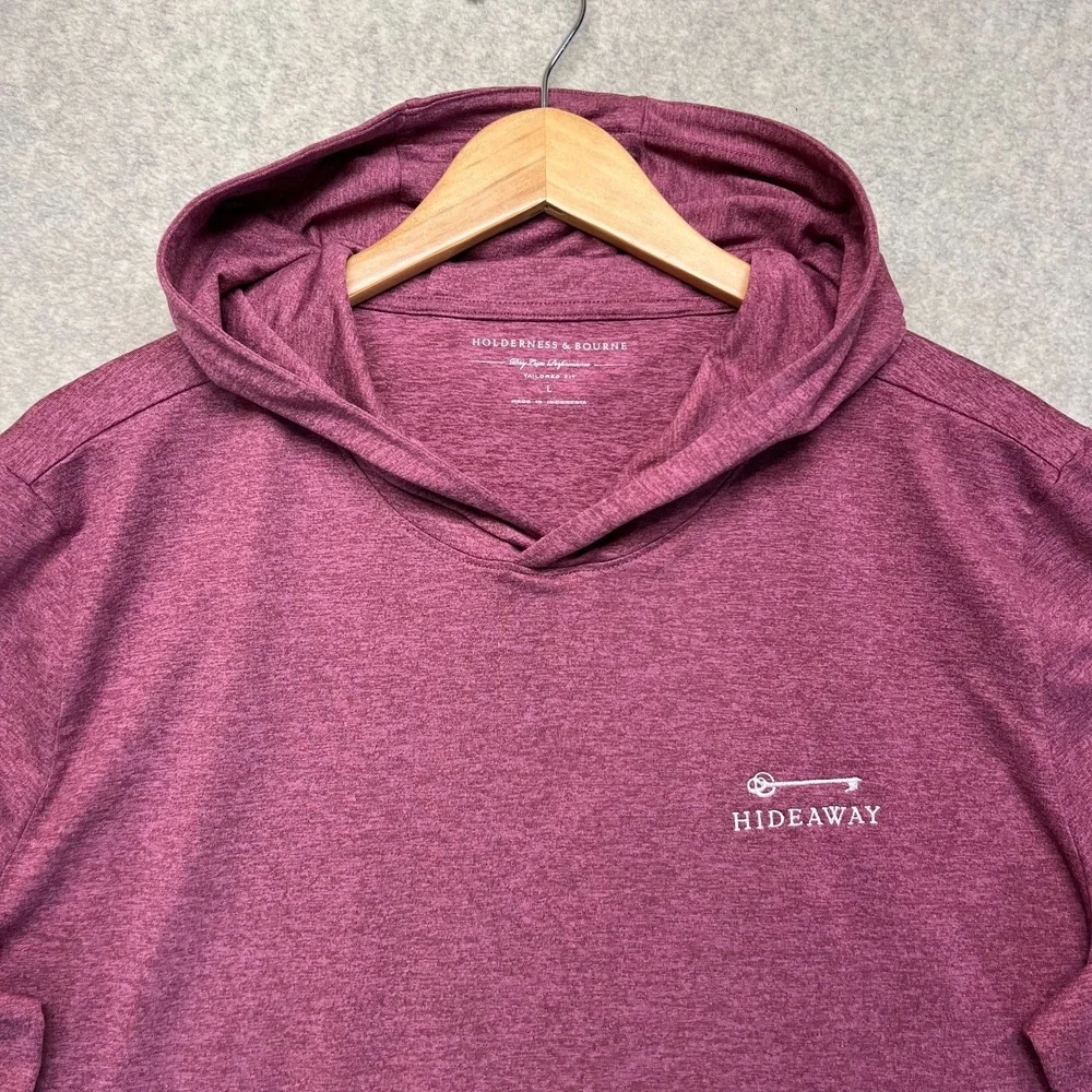Holderness & Bourne Mens Hideaway Hoodie Pullover Maroon Heather Performance L - Picture 2 of 10